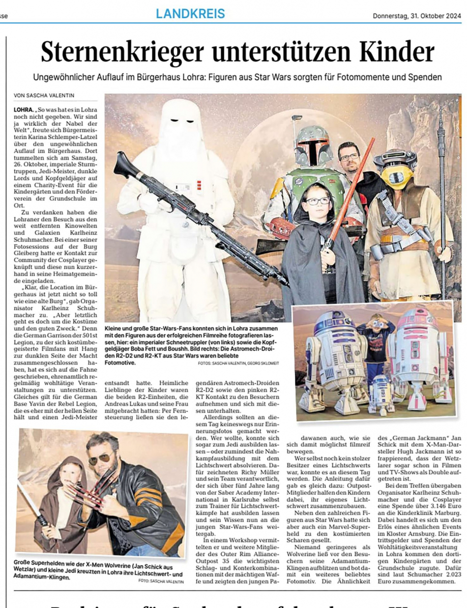 Artikel im Hinterländer Anzeiger vom 31. Oktober 2024